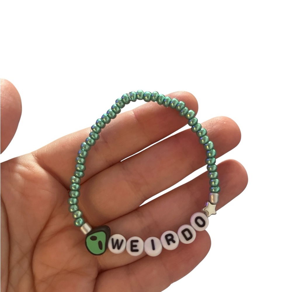 Green Alien Beaded 'Weirdo' Bracelet